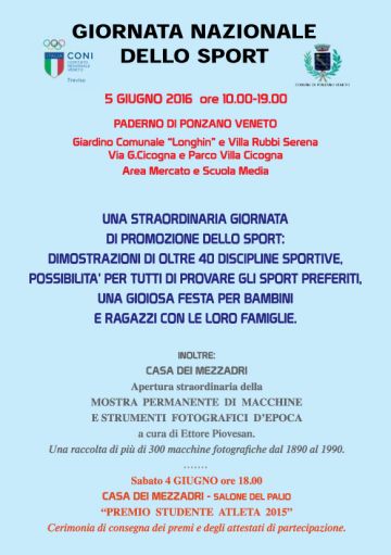 Giornata Nazionale dello Sport Ponzano Veneto Giornata Nazionale dello Sport Ponzano Veneto