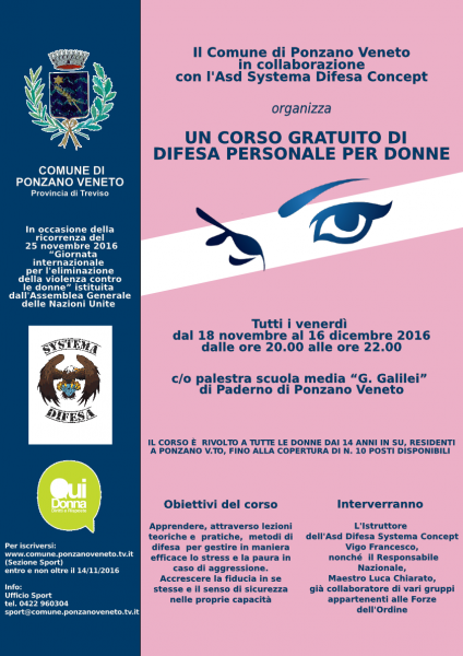 Locandina corso difesa personale per donne Locandina Corso difesa personale