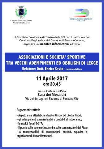 Incontro Federciclismo 11 aprile 2017 Volantino incontro informativo 11 aprile 2017